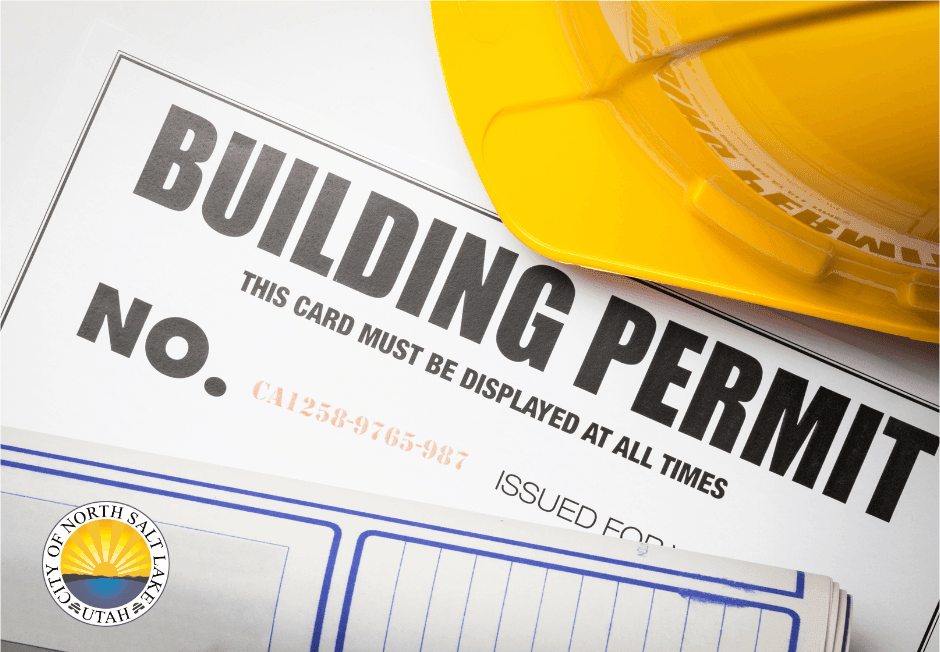 building permit hard hat and city logo