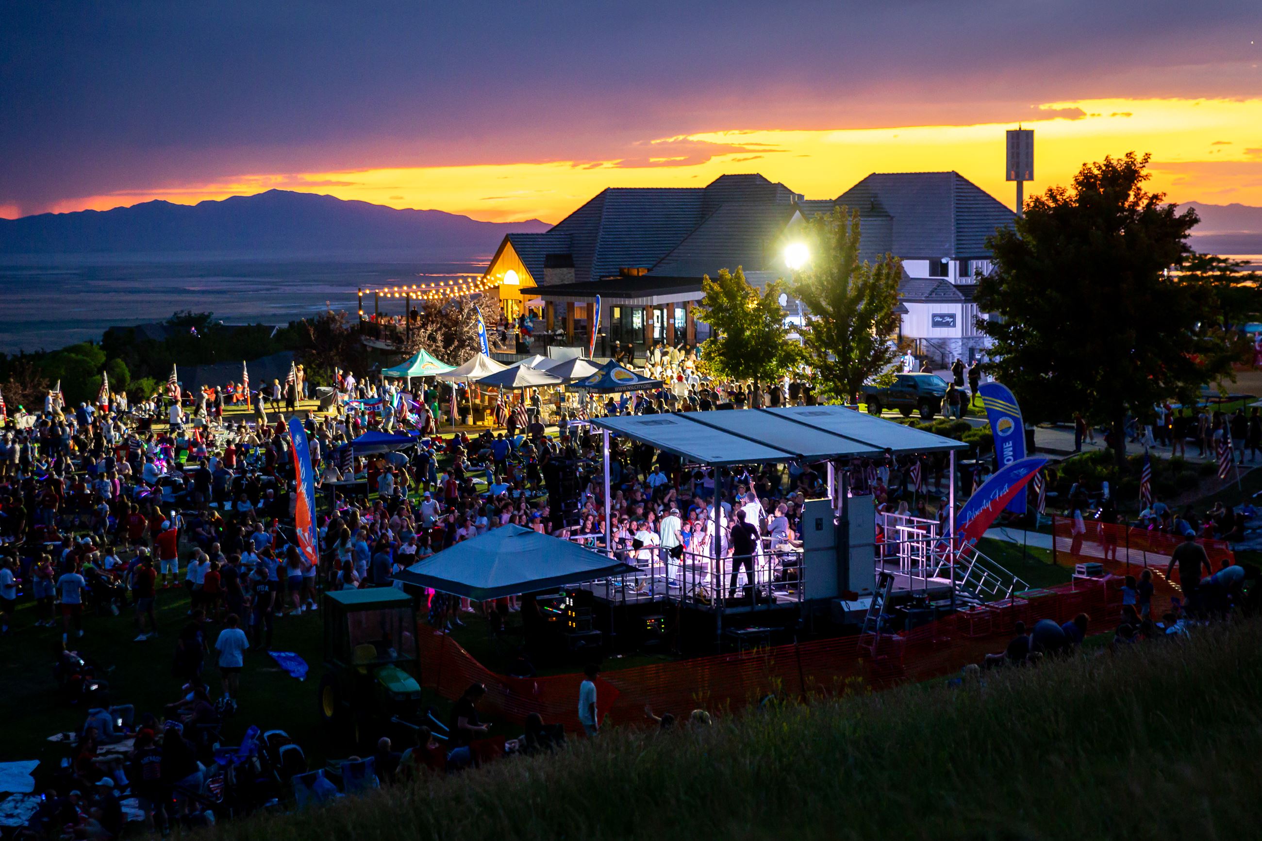 _MG_6049 LF Fireworks clubhouse stage people sunset