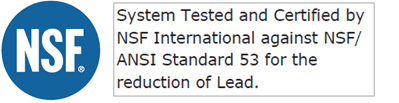 NSF sticker filter to reduce lead in water